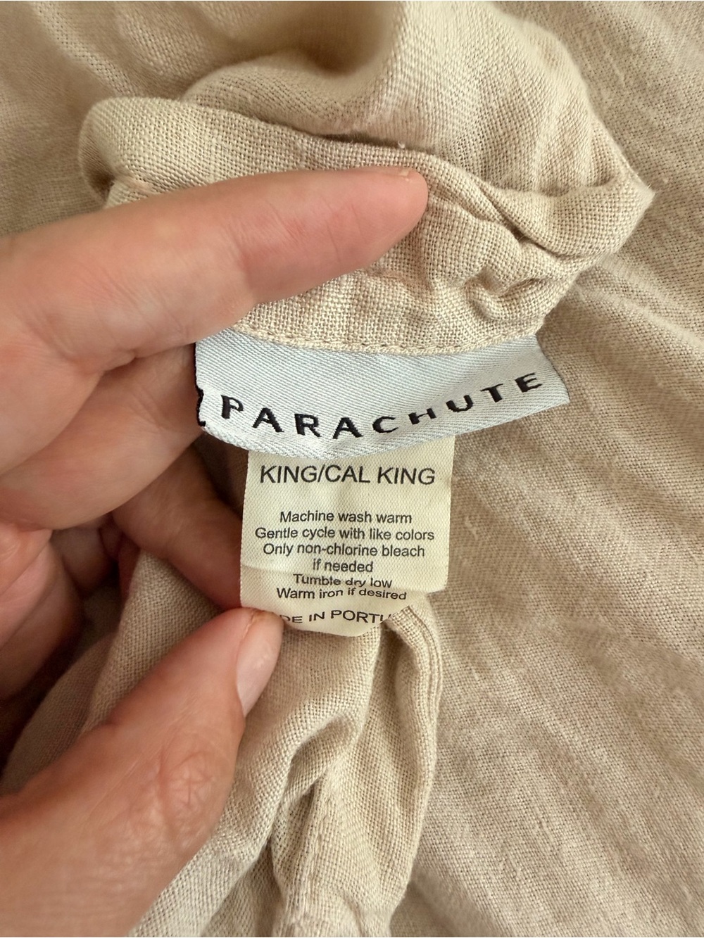 Parachute Linen Duvet Cover in Soft Beige - Picture 3 of 3
